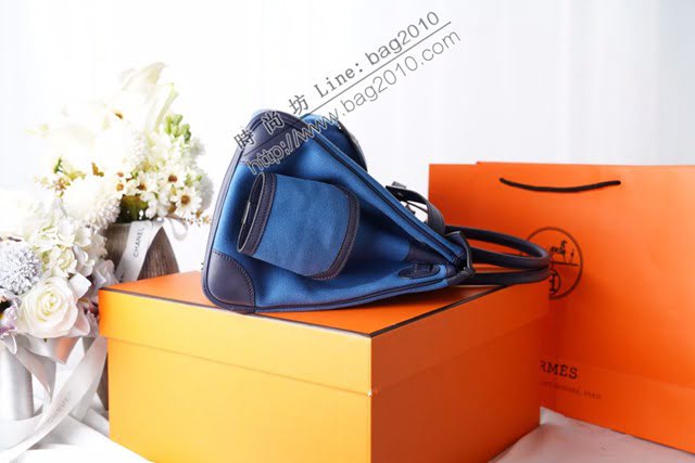 Hermes包包 愛馬仕新款Birkin包 帆布拼接滑皮Swift Cargo布包 男女同款通用  am2105